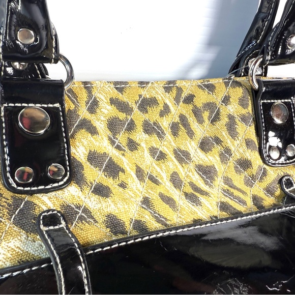 Leopard Print Tote Bag with Black Accents - Picture 8 of 11